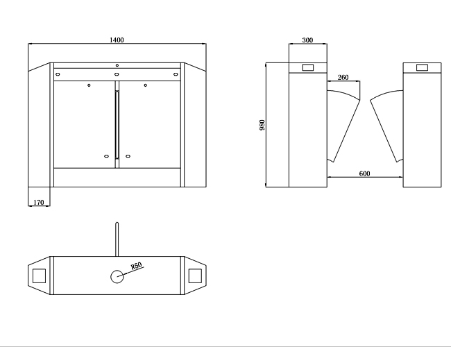 Porte de tourniquet de lecteur de carte Card Reader Turnstile Gate