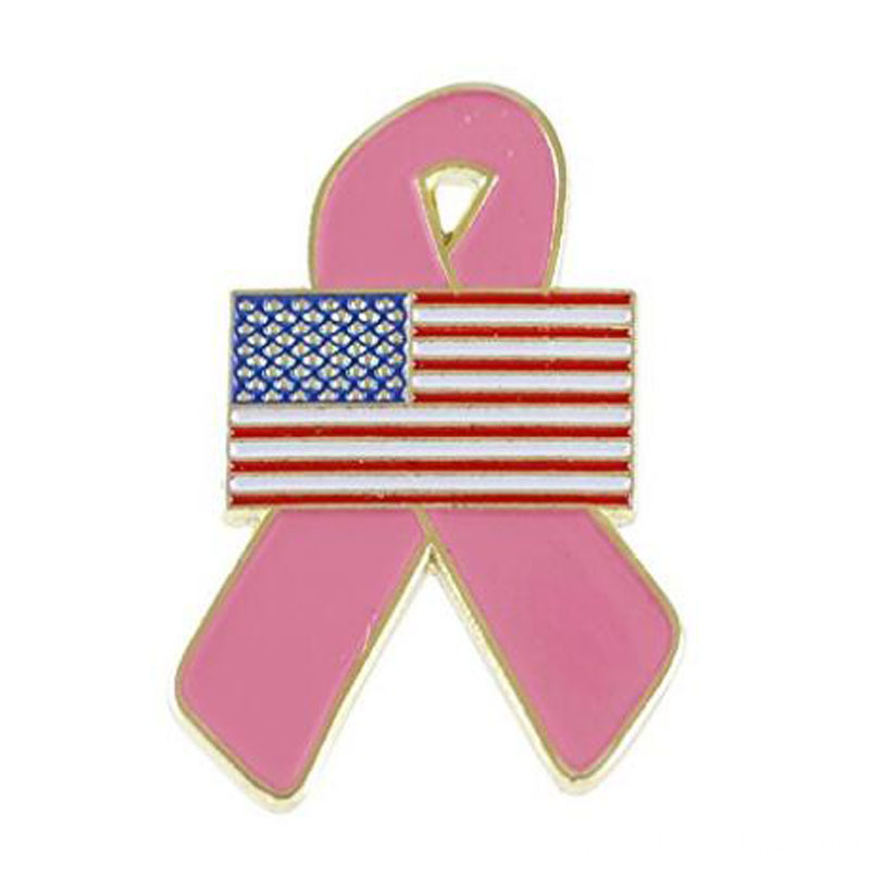American Flag Pink Breast Cancer Awareness Ribbon Lapel Pin American Flag Pink Breast Cancer Awareness Ribbon Lapel Pin